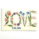 Love Flowers Postage Stamps | Love Series | Floral LOVE Design | Botanical Wedding Stamps | Valentine | Vintage Unused USPS Postage 20c | Pack of 10 Postage Stamps
