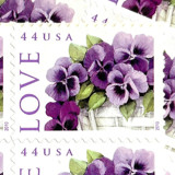 Pansies in a Basket Postage Stamps | Love Series | Purple Flowers | Wedding Flowers | Valentine | Vintage Unused USPS Postage 44c | Pack of 10 Postage Stamps