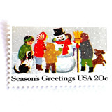 "Building a Snowman" Postage Stamps | Contemporary Christmas Series | Unused USPS Postage 20c | Pack of 10 Postage Stamps