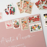Santa's Coming to Town Vintage Postage Set // Set of 5 // UNUSED // Sleigh Postage Stamps