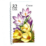 Crocus Postage Stamps | Winter Garden Flowers Series | Purple & Yellow Flowers | Botanical | Wedding Stamps | Vintage Unused USPS Postage 32c | Pack of 10 Postage Stamps