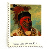 George Catlin's "The White Cloud, Head Chief of the Iowas" Postage Stamps | Four Centuries of American Art Series | Vintage Unused USPS Postage 32c | Pack of 10 Postage Stamps
