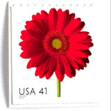 Red Gerbera Daisy Postage Stamps | Beautiful Blooms Series | Red Flowers | Botanical | Wedding Stamps | Vintage Unused USPS Postage 41c | Pack of 10 Postage Stamps
