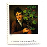 Rembrandt Peale's "Rubens Peale with a Geranium" Postage Stamps | Four Centuries of American Art Series | Vintage Unused USPS Postage 32c | Pack of 10 Postage Stamps