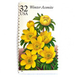 Winter Aconite Postage Stamps | Winter Garden Flowers Series | Botanical | Wedding Stamps | Vintage Unused USPS Postage 32c | Pack of 10 Postage Stamps
