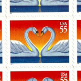 Love Swans Postage Stamps | Love Series | Swan Couple | Heart | Wedding Stamps | Valentine | Vintage Unused USPS Postage 55c | Pack of 10 Postage Stamps