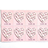 Pink Wedding Hearts Postage Stamps | Wedding Series | Vintage Unused USPS Postage 58c | Pack of 10 Postage Stamps
