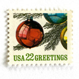 "Ornaments on Tree" Postage Stamps | Contemporary Christmas Series | Unused USPS Postage 22c | Pack of 20 Postage Stamps