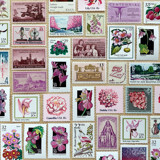 78 cents . Pink Vintage Postage Stamp Variety Pack . Set of 5 Postage Stamps
