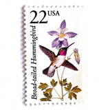 Broad-Tailed Hummingbird Postage Stamps | North American Wildlife Series | Vintage Unused USPS Postage 22c | Pack of 10 Postage Stamps