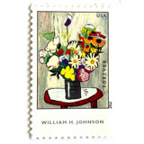 Flowers Painting Postage Stamps | William H. Johnson | American Treasures Series | Bouquet | Vintage Unused USPS Postage Forever Stamp | Pack of 10 Postage Stamps