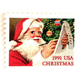 Santa Checking His List Postage Stamps | Contemporary Christmas Series | Christmas Stamps | Vintage Unused USPS Postage 29c | Pack of 20 Postage Stamps