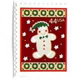 Winter Holidays “Gingerbread Man” Postage Stamps | Contemporary Christmas Series | Vintage Unused USPS Postage 44c | Pack of 10 Postage Stamps