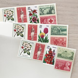 75 cents . Red & Green Vintage Postage Stamps . Set of 5 Postage Stamps
