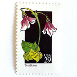 Twinflower Postage Stamps | American Wildflower Series | Purple Flower | Botanical | Vintage Unused USPS Postage 29c | Pack of 10 Postage Stamps