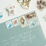 Shades of Blue Vintage Holiday Postage Set- Nature themed // Set of 5 Postage Stamps