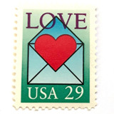 Love Envelope and Heart Postage Stamps | Love Series | Wedding Stamps | Valentine's Day | Vintage Unused USPS Postage 29c | Pack of 20 Postage Stamps