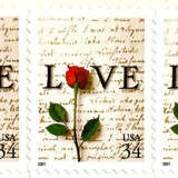 Rose & Love Letter Postage Stamps | Love Series | John & Abigail Adams | Wedding Stamps | Valentine | Vintage Unused USPS Postage 34c | Pack of 10 Postage Stamps