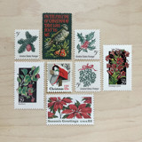 77 cent . Christmas Foliage Vintage Postage Stamps . Set of 5 Postage Stamps