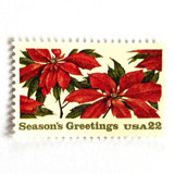 "Poinsettia Plants" Postage Stamps | Contemporary Christmas Series | Unused USPS Postage 22c | Pack of 10 Postage Stamps
