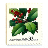"American Holly" Postage Stamps | Contemporary Christmas Series | Unused USPS Postage 32c | Pack of 10 Postage Stamps