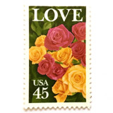 Pink & Yellow Roses Postage Stamps | Love Series | Botanical Wedding Stamps | Valentine | Vintage Unused USPS Postage 45c | Pack of 10 Postage Stamps