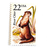 River Otter Postage Stamps | North American Wildlife Series | Vintage Unused USPS Postage 22c | Pack of 10 Postage Stamps