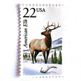American Elk Postage Stamps | North American Wildlife Series | Vintage Unused USPS Postage 22c | Pack of 10 Postage Stamps