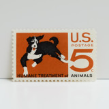 Vintage Unused Stamps - Dog,  Humane Treatment of Animals, 5 cent - Set of 5 Postage Stamps
