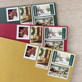 $1.09 cents . Red Camellia Holiday Postage Stamps . Set of 5 Postage Stamps