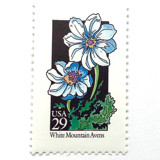 White Mountain Avens Postage Stamps | American Wildflower Series | White Flower | Botanical | Vintage Unused USPS Postage 29c | Pack of 10 Postage Stamps