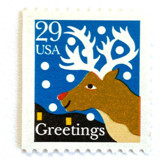 "Reindeer" Postage Stamps | Contemporary Christmas Series | Unused USPS Postage 29c | Pack of 10 Postage Stamps