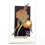 Yellow Lady's Slipper Postage Stamps | American Wildflower Series | Yellow Flower | Botanical | Vintage Unused USPS Postage 29c | Pack of 10 Postage Stamps