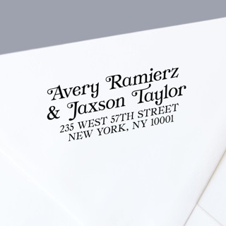 Self-Inking Return Address Stamp | Bold Romantic Font Style | Two Last Names Postage Stamps