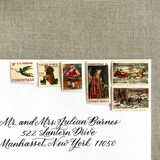 Christmas Dark Vintage Postage, 10 Sets Postage Stamps