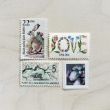 $1.20 . Blush vintage postage stamp pack . Set of 5 Postage Stamps