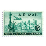 "New York Skyline & Statue of Liberty" Air Mail Postage Stamps | Unused USPS Postage 15c | Pack of 10 Postage Stamps