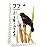 Red-Winged Blackbird Postage Stamps | North American Wildlife Series | Vintage Unused USPS Postage 22c | Pack of 20 Postage Stamps