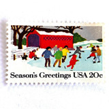 "Ice Skating" Postage Stamps | Contemporary Christmas Series | Unused USPS Postage 20c | Pack of 10 Postage Stamps