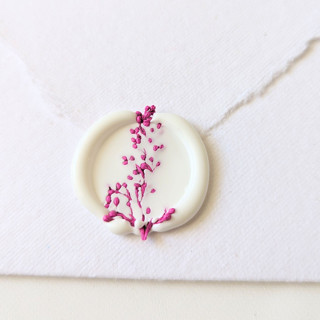 Magenta Florals- Customizable Shape- White Set of 25  Hand-crafted Wax Seals with Organic Dried Florals Wax Seals