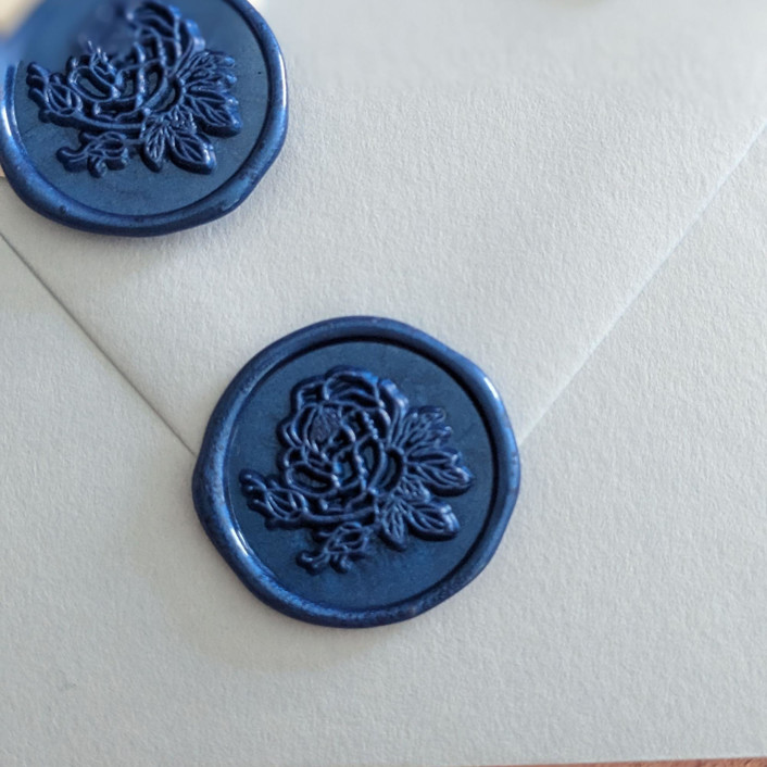 Peony Floral Wax Seal Stickers (Set of 10) Customizable color Wax