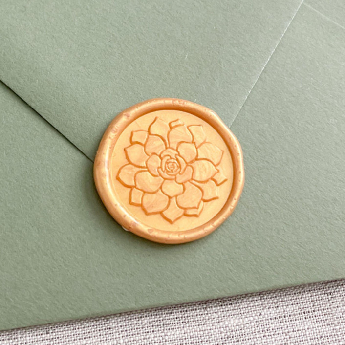 Succulent selfadhesive wax seal in yellow gold Set of 10 Wax Seals by Maria Ferrer G. Minted