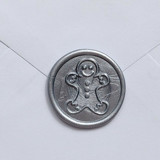 Customizable Color Gingerbread Man Wax Seals, Self-Adhesive Seals, Set of 5 Wax Seals