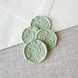 Sage Green floral pattern 3D wax seal stickers | Set of 10 Wax Seals