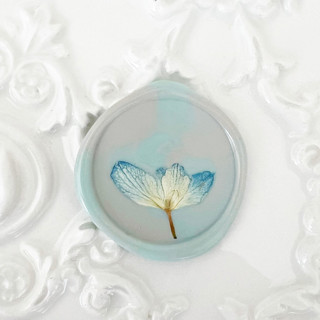 Blue Hydrangea Wax Seal in Seafoam Linen Marble | Pack of 10 Wax Seals