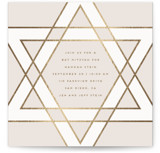 Square Star of David Foil-Pressed Mitzvah Invitations
