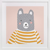 Stripe Top Bear Nursery Art Prints