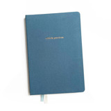 Custom Text Foil Embossed Linen Notebook | Gold Foil on Dusty Blue Linen Notebook