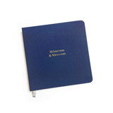 Custom Text Foil Embossed Square Linen Notebook | Gold Foil on Navy Blue Linen Notebook