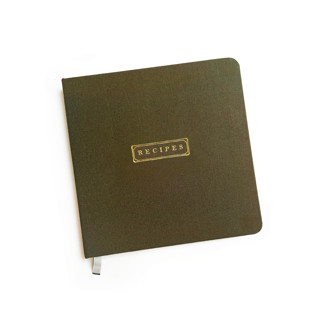 Linen Recipes Book | Gold Foil on Olive Linen Notebook